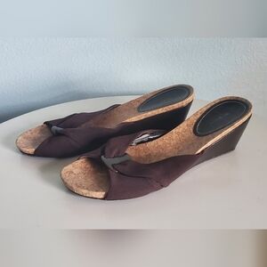 Brown and Black Patent Leather Style&Co Wedge Sandal